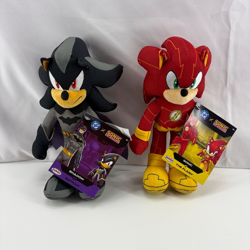 Jakks Pacific DC x Sonic the Hedgehog Plush Shadow Batman & Sonic The Flash Set